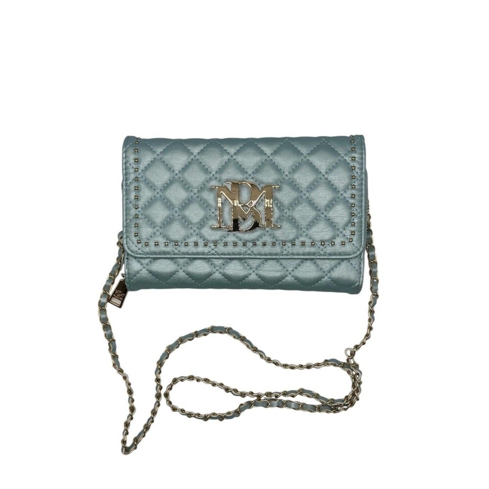 Bradley Mishka‎ Crossbody Blue Metal Quilted Handbag Good Hardware